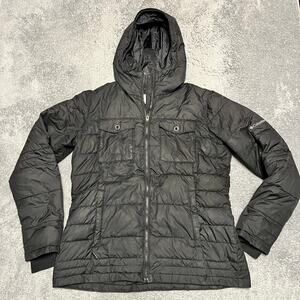 Columbia Coat Womens XL Black Down Puffer Jacket Hooded Winter Ski ***